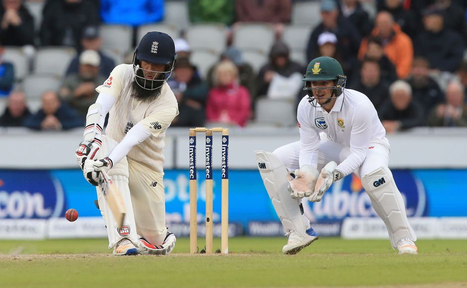 England wobbled in the second innings but Moeen Ali scored a blistering half century to help the hosts reach 224/8 at stumps on Day 3 of the fourth test at Old Trafford. AFP England wobbled in the second innings but Moeen Ali scored a blistering half century to help the hosts reach 224/8 at stumps on Day 3 of the fourth test at Old Trafford. AFP