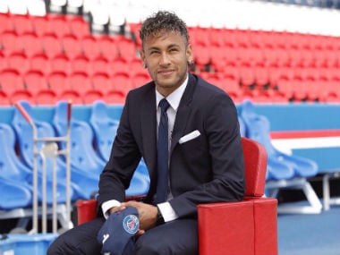 Neymar was presented to Paris Saint-Germain fans on Saturday. Twitter: @PSG_Inside