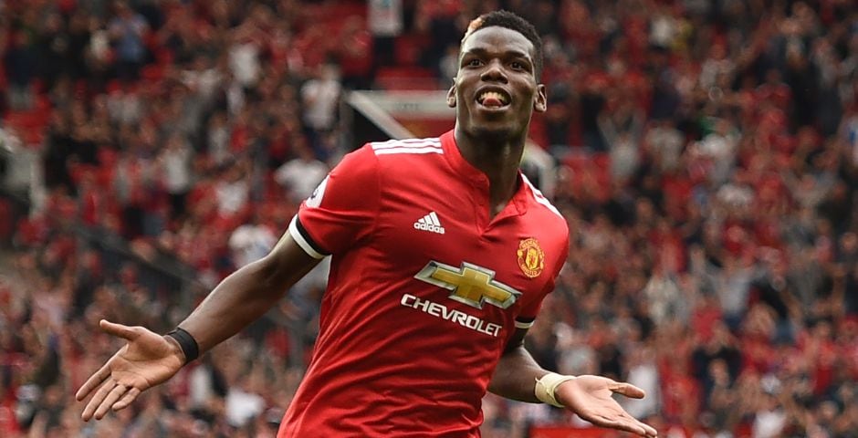 Paul Pogba celebrates after scoring United's fourth goal against West Ham United. The French midfielder latched on to compatriot Anthony Martial's pass as he scored his first goal of the campaign. AFP Paul Pogba celebrates after scoring United's fourth goal against West Ham United. The French midfielder latched on to compatriot Anthony Martial's pass as he scored his first goal of the campaign. AFP