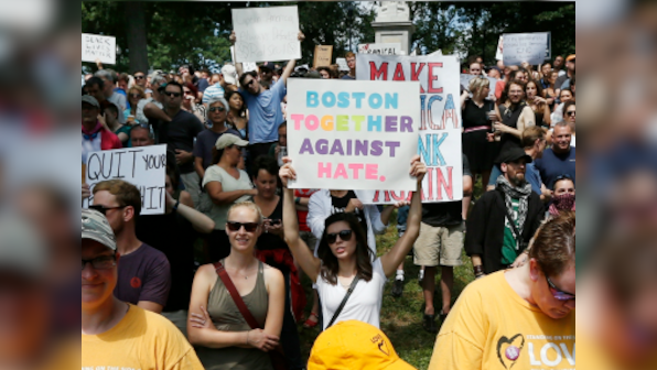 Boston: Thousands take to streets to protest against far-right 'free speech' rally