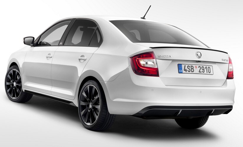 Red and white paint shades are on offer with the 2017 Skoda Rapid Monte Carlo.
