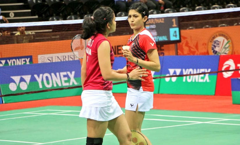 Sikki Reddy and Ashwini Ponnappa in action at the 2017 India Superseries in March. Twitter: @sikkireddy