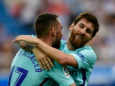 Lionel Messi missed a penalty but scored twice to help Barcelona beat Alaves. AP