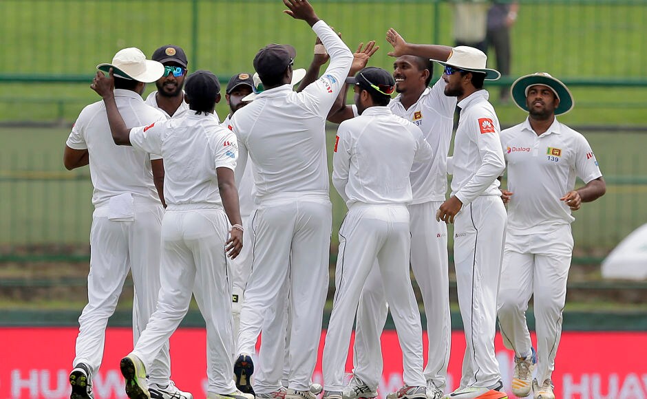 Vishwa Fernando picked his 2nd wicket of the innings by getting rid of Wriddhiman Saha early on Day 2. AP Vishwa Fernando picked his 2nd wicket of the innings by getting rid of Wriddhiman Saha early on Day 2. AP