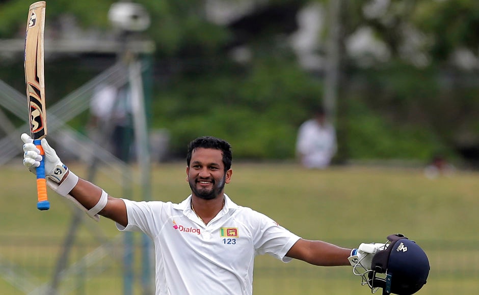 Sri Lanka's opener Dimuth Karunaratne resumed his innings from 92 on Day 4 and went to complete a fantastic century. Karunaratne scored his 6th Test ton and dismissed for 141 after Ravindra Jadeja's delivery jumped sharply off the surface. AP Sri Lanka's opener Dimuth Karunaratne resumed his innings from 92 on Day 4 and went to complete a fantastic century. Karunaratne scored his 6th Test ton and dismissed for 141 after Ravindra Jadeja's delivery jumped sharply off the surface. AP