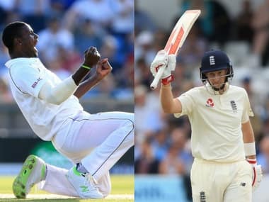 West Indies captain, Jason Holder (L), England captain Joe Root will fight it out on Day 4 as the match hangs in balance. AP