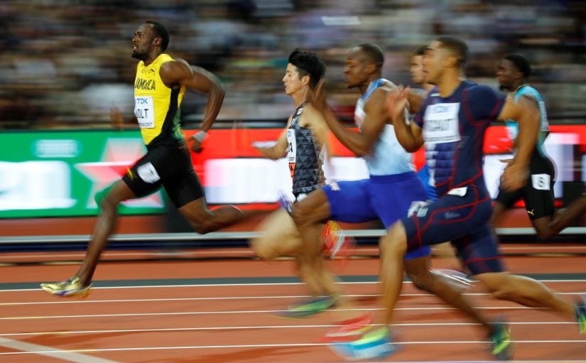 Usain Bolt of Jamaica competes in the mens 100 metres heat. He crossed the finish line first in 10.07. Reuters
