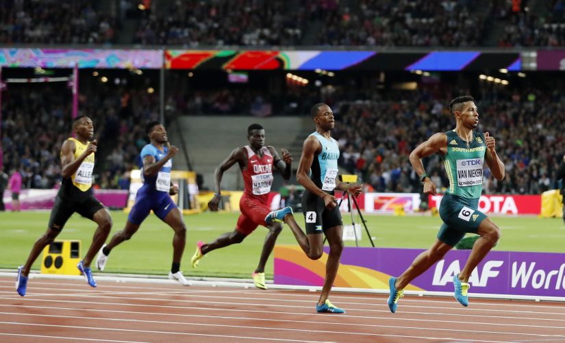 Wayde van Niekerk of South Africa wins gold in the men's 400 metre final. Reuters