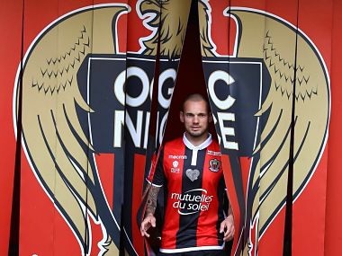 OGC Nice's new signing Wesley Sneijder. Image courtesy: Twitter @sneijder101010