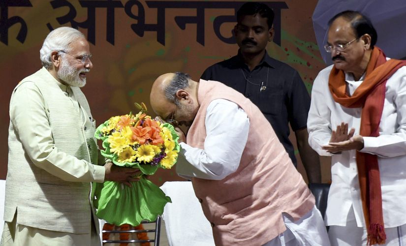 File image of Narendra modi, Amit Shah and Venkaiah Naidu. PTI