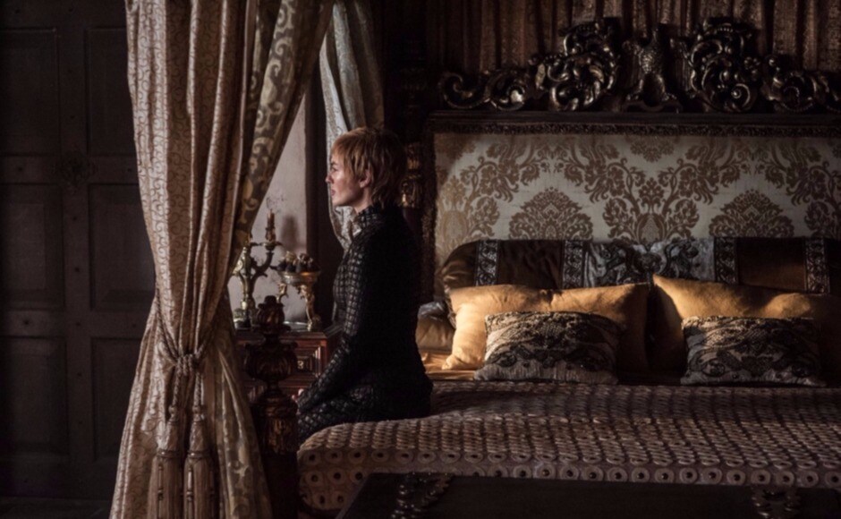 We know who isn't thinking of the Night King, or the White Walkers, or anything to do with the long Night or the Wall. Cersei. She does seem in thought, but we presume it could be over thoughts of Jaime, whose fate she may not know yet. Image via HBO