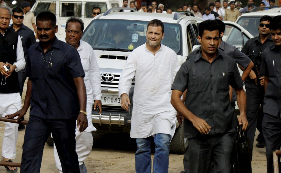 In Dhanera, he was heckled and shown black flags by people shouting pro-Narendra Modi slogans forcing him to cut short his address at a gathering and leave in a huff. PTI In Dhanera, he was heckled and shown black flags by people shouting pro-Narendra Modi slogans forcing him to cut short his address at a gathering and leave in a huff. PTI