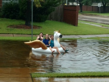 As Hurricane Harvey wreaks havoc in Texas, many appear to be making most of the flooded streets over weekend As Hurricane Harvey wreaks havoc in Texas, many appear to be making most of the flooded streets over weekend