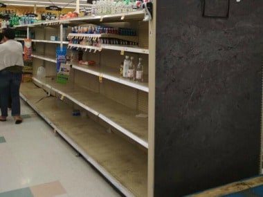 As soon as wind speeds picked up, it triggered a run on bottled water, huge water cans, petrol, batteries, torches and food. Firstpost/ Vedam Jaishankar