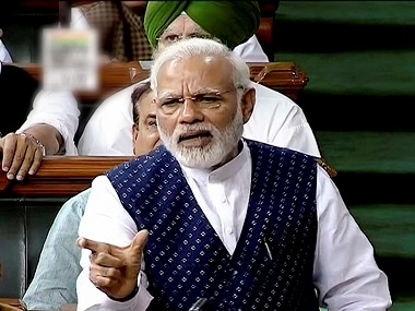 Prime Minister Narendra Modi in Lok Sabha. PTI