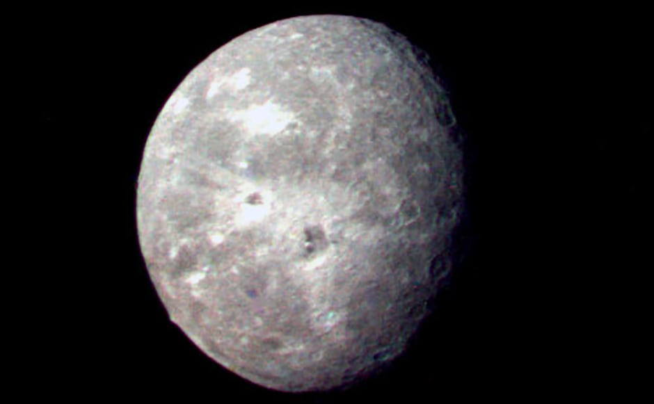 Oberon, one of the moons of Uranus. Image: NASA. Oberon, one of the moons of Uranus. Image: NASA.
