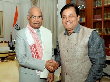 President Ram Nath Kovind with Assam Chief Minister Sarbananda Sonowal. PTI