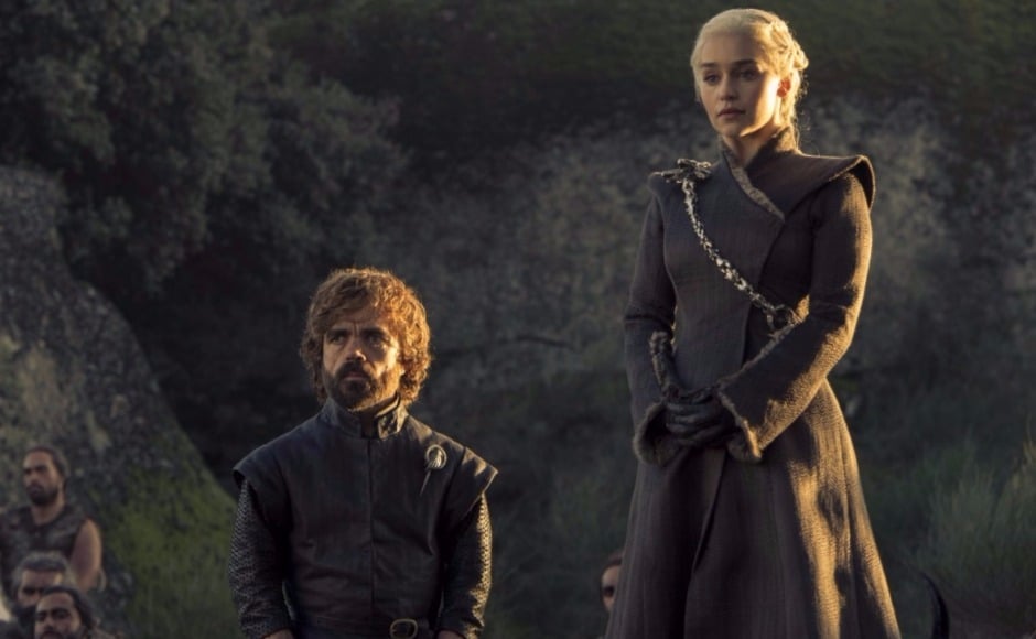 This still is presumably from the scene we saw in the Game of Thrones season 7 episode 5 previw — where Dany asks all the soldiers still standing at the end of the Tumbleton battle to 'bend the knee' or suffer the consequences. Image via HBO