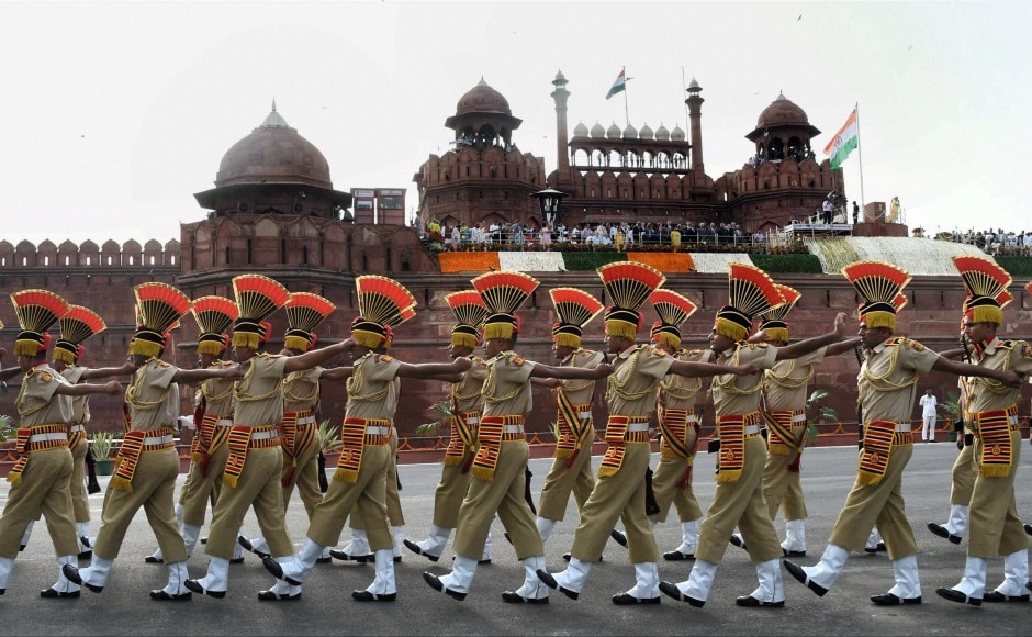 At the function, police jawans marched while National Cadet Corps students from various schools also performed. PTI At the function, police jawans marched while National Cadet Corps students from various schools also performed. PTI