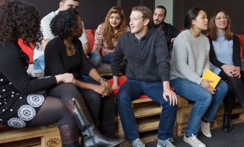 Facebook CEO Mark Zuckerberg interacting with the students of the ReDI School. Image courtesy: ReDI school