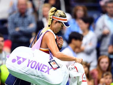 Angelique Kerber leaves the court after being defeated by Naomi Osaka. AFP
