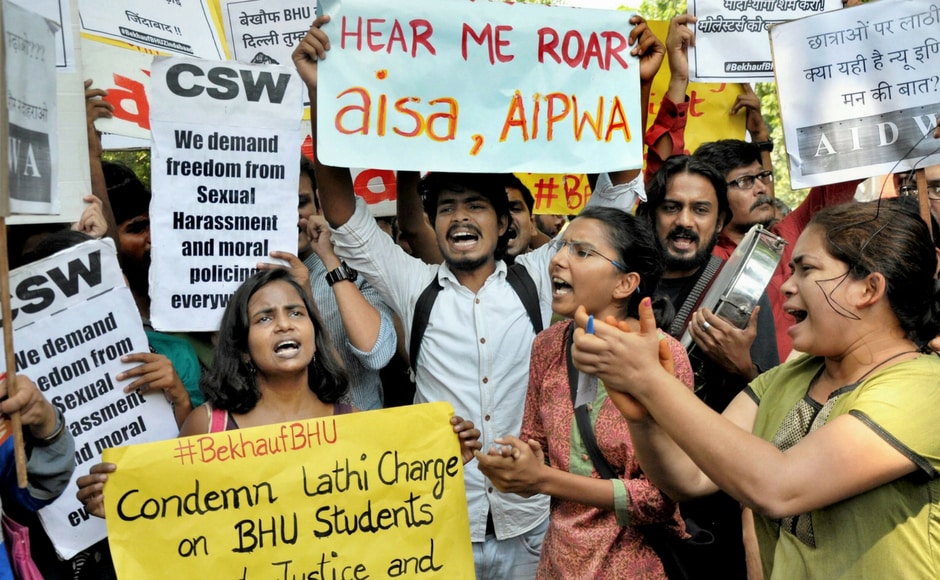 Other student unions like AISA, AIWDA and KYS also held a separate protest at Jantar Mantar on Monday. PTI Other student unions like AISA, AIWDA and KYS also held a separate protest at Jantar Mantar on Monday. PTI