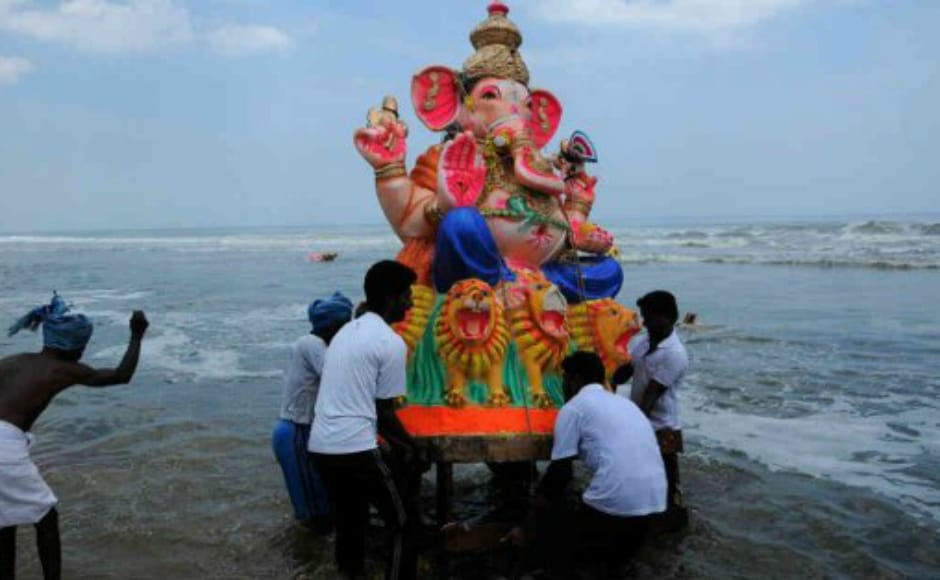 Tight security by multiple agencies were in place in Mumbai since the beginning of Ganesh Chaturthi on 25 August with over 40,000 personnel of the Mumbai Police, teams of fire brigade, Navy, Coast Guard, disaster management with helicopters, high-speed patrol boats and hovercrafts on the coastline, and over 5,000 CCTVs in the city. Skymetweather.com Tight security by multiple agencies were in place in Mumbai since the beginning of Ganesh Chaturthi on 25 August with over 40,000 personnel of the Mumbai Police, teams of fire brigade, Navy, Coast Guard, disaster management with helicopters, high-speed patrol boats and hovercrafts on the coastline, and over 5,000 CCTVs in the city. Skymetweather.com