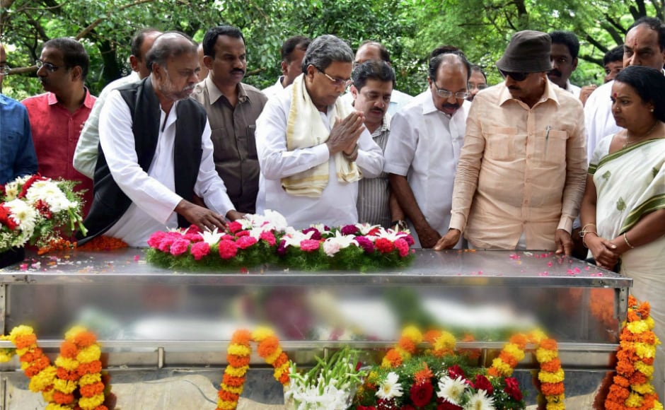 Chief Minister Siddaramaiah termed her death shocking. Siddaramaiah said three police teams have been constituted to probe the killing.<br />He said recently Gauri had been instrumental in bringing Naxalites into the mainstream. PTI Chief Minister Siddaramaiah termed her death shocking. Siddaramaiah said three police teams have been constituted to probe the killing.<br />He said recently Gauri had been instrumental in bringing Naxalites into the mainstream. PTI