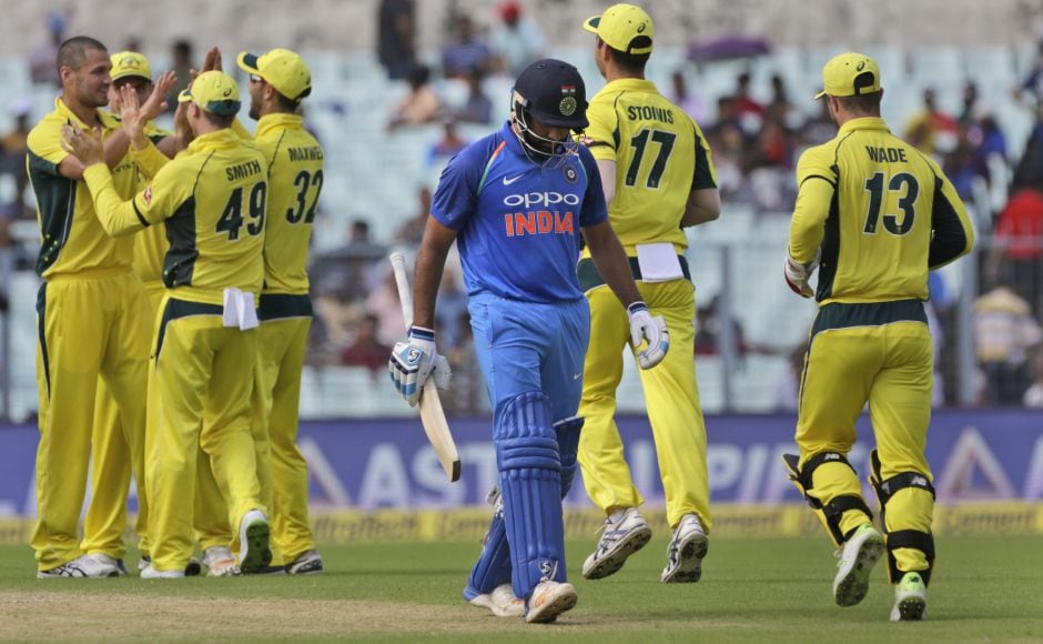 India got off to an ordinary start as Rohit Sharma was out caught and bowled off Nathan Coulter-Nile in the 6th over. AP India got off to an ordinary start as Rohit Sharma was out caught and bowled off Nathan Coulter-Nile in the 6th over. AP
