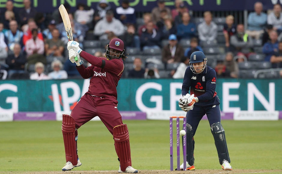 Chris Gayle tried his best to give West Indies a chance of chasing the target of 370. AP Chris Gayle tried his best to give West Indies a chance of chasing the target of 370. AP