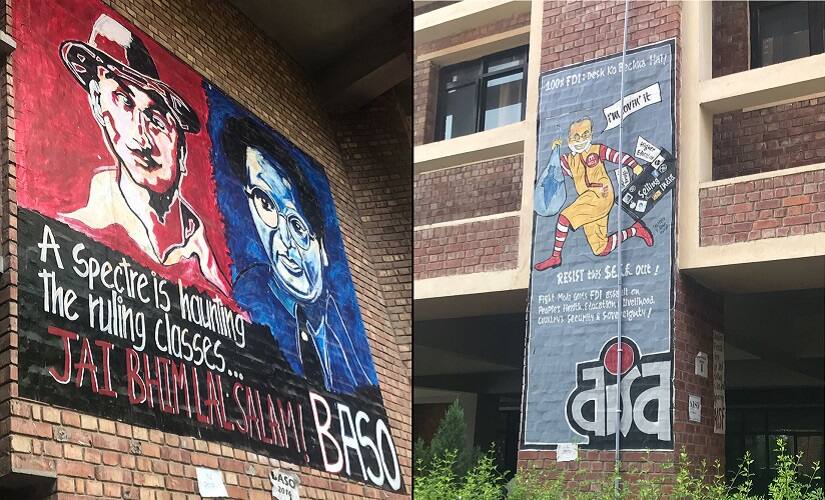Posters and wall art put up in JNU ahead of JNUSU elections. Firstpost/ Pallavi Rebapraggada