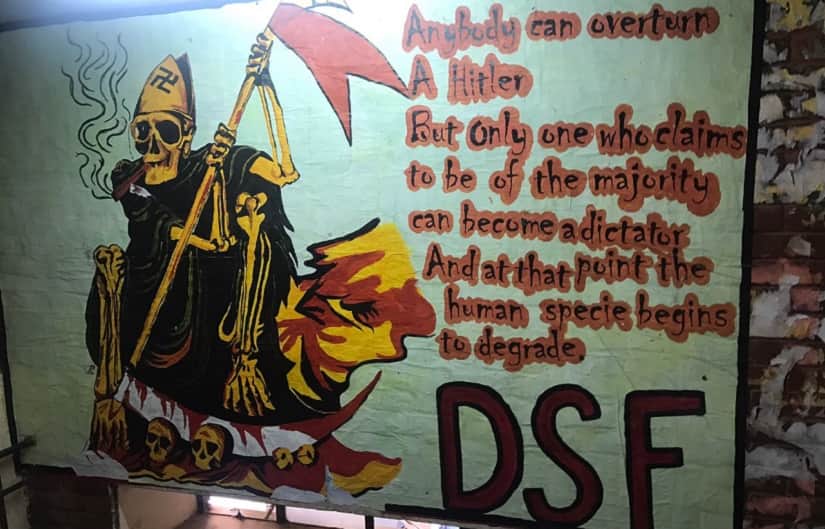 Posters and wall art put up in JNU ahead of student body elections. Firstpost/ Pallavi Rebbapragada