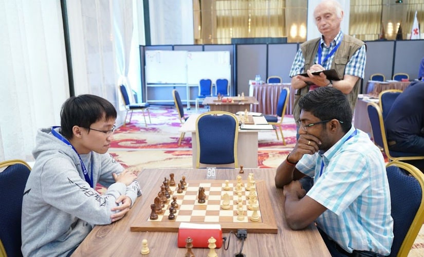 Adhiban had a strong opponent in the form Nguyen Ngoc Truongson. Image courtesy: Amruta Mokal