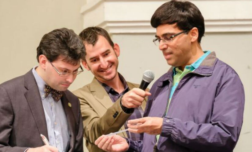 Viswanathan Anand during the drawing of lots on Friday. John Saunders