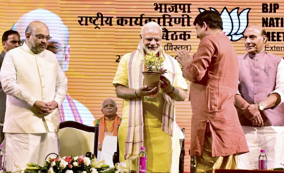 More than 2,000 delegates are in attendance at the meet, which is also marking the end of a year-long exercise to commemorate Deen Dayal Upadhyaya's 100th birth anniversary. PTI More than 2,000 delegates are in attendance at the meet, which is also marking the end of a year-long exercise to commemorate Deen Dayal Upadhyaya's 100th birth anniversary. PTI