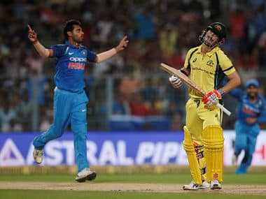 Australia’s David Warner reacts after being dismissed by India’s Bhuvneshwar Kumar. Reuters