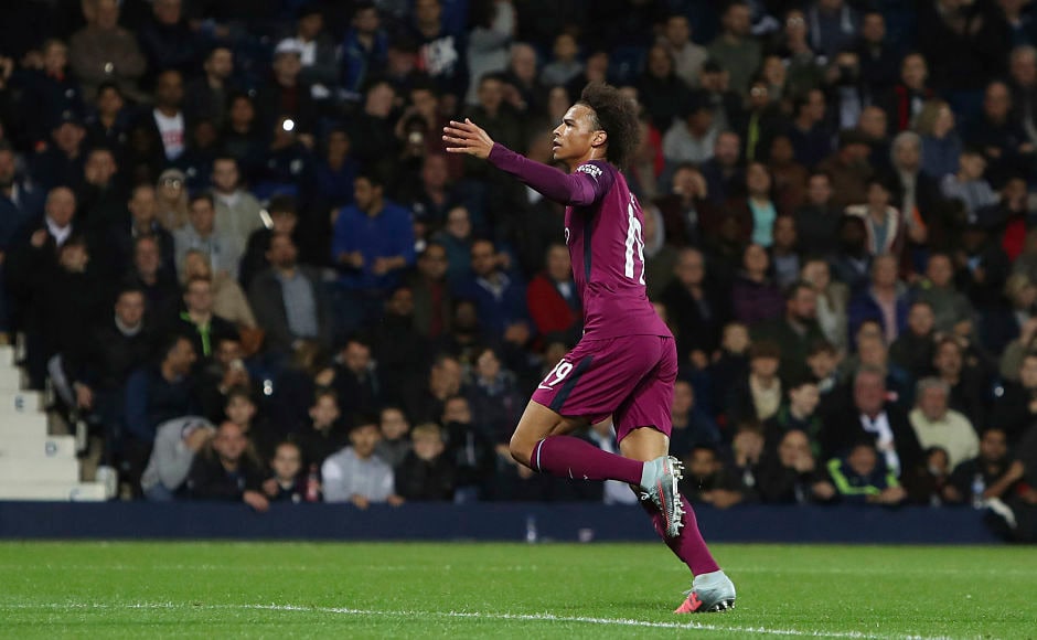 Leroy Sane scored on either side of Claudio Yacob's equaliser as Manchester City edged past West Bromwich Albion. AP Leroy Sane scored on either side of Claudio Yacob's equaliser as Manchester City edged past West Bromwich Albion. AP