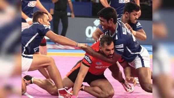 Highlights Pro Kabaddi League 2017: Shrikant Jadhav inspires U Mumba to close victory over Dabang Delhi