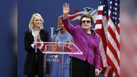 Billie Jean King hailed by Emma Stone for pushing social change for women at 'Battle of the Sexes' screening