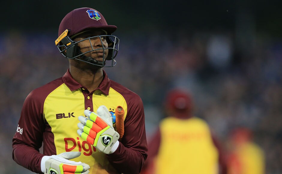 Windies' Evin Lewis walks back to the pavilion after losing his wicket for 51 off only 28 balls. AFP Windies' Evin Lewis walks back to the pavilion after losing his wicket for 51 off only 28 balls. AFP