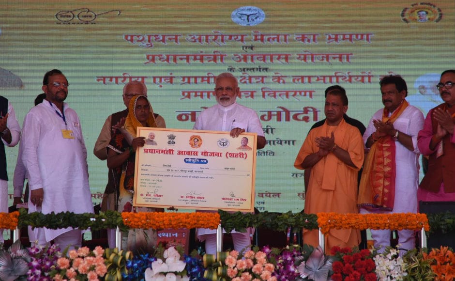 The prime minister also handed loan waiver and housing scheme certificates to beneficiaries. Modi also lashed out at his political rivals, saying that for BJP, politics was not for the sake of votes as it considered the country's development as the top-most priority. Twitter @PIB_India The prime minister also handed loan waiver and housing scheme certificates to beneficiaries. Modi also lashed out at his political rivals, saying that for BJP, politics was not for the sake of votes as it considered the country's development as the top-most priority. Twitter @PIB_India