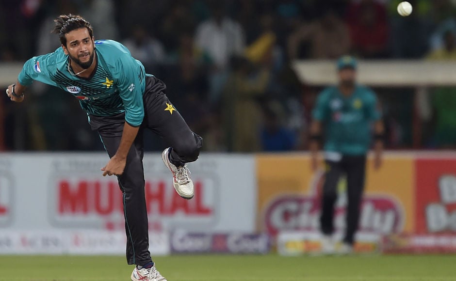 Pakistani spinner Imad Wasim bowled an economical spell and snared a wicket. He conceded 27 runs in his four overs. AFP Pakistani spinner Imad Wasim bowled an economical spell and snared a wicket. He conceded 27 runs in his four overs. AFP
