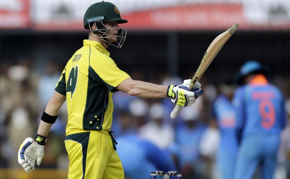 At the other end, Smith completed his 19th ODI half-century off 55 balls. After Smith holed out at long off, Australia lost its way completely before Marcus Stoinis helped his team edge closer to the 300 mark. AP At the other end, Smith completed his 19th ODI half-century off 55 balls. After Smith holed out at long off, Australia lost its way completely before Marcus Stoinis helped his team edge closer to the 300 mark. AP