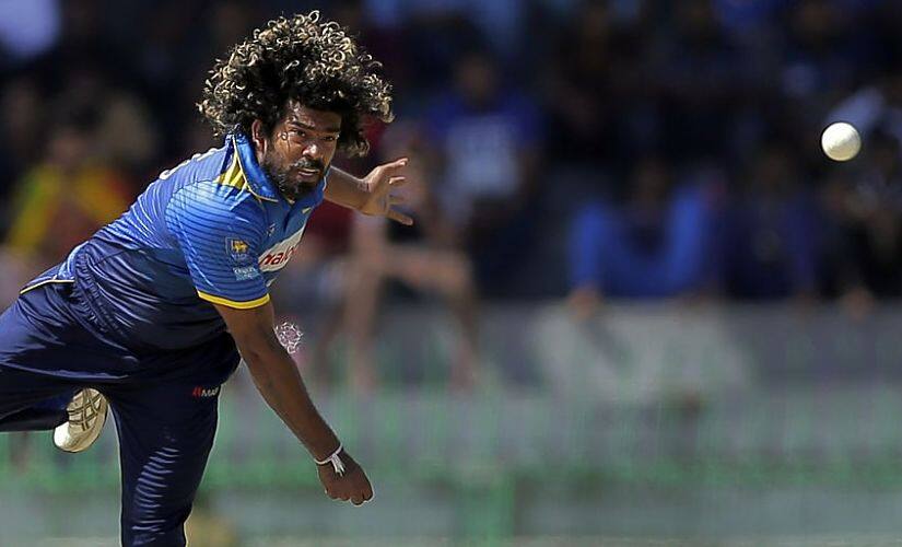 Lasith Malinga in action in the 4th ODI against India. AP