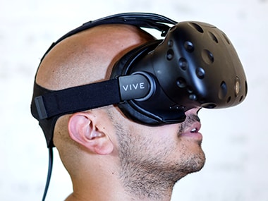 A man trying a VR headset
