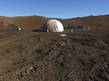 Researchers living in a Mars-like habitat, emerge after 8 months of isolation