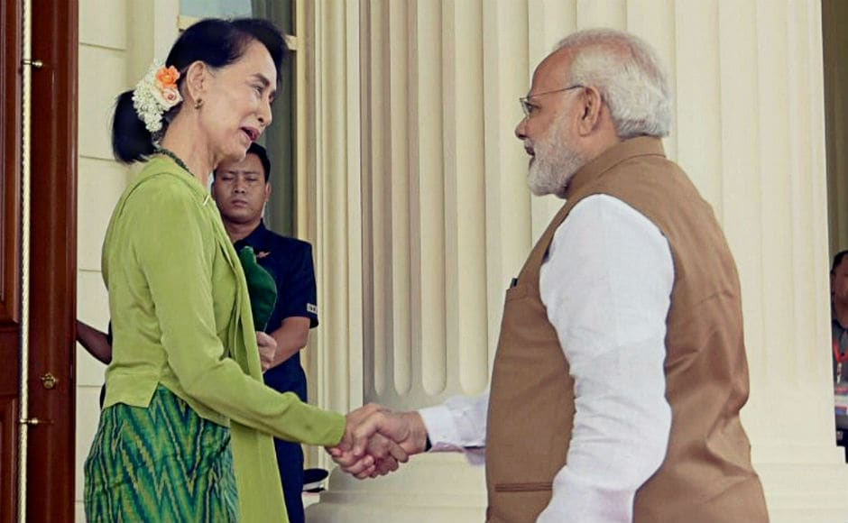 Modi also held wide-ranging talks with Myanmar's state counsellor Aung San Suu Kyi on Wednesday. The prime minister's visit to Myanmar comes amid a spike in ethnic violence with Rohingya Muslims in the Rakhine state. PTI Modi also held wide-ranging talks with Myanmar's state counsellor Aung San Suu Kyi on Wednesday. The prime minister's visit to Myanmar comes amid a spike in ethnic violence with Rohingya Muslims in the Rakhine state. PTI