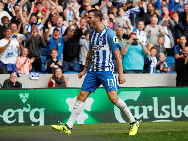 Soccer Football - Premier League - Brighton & Hove Albion vs West Bromwich Albion - Brighton, Britain - September 9, 2017 Brighton's Pascal Gross celebrates scoring their second goal Action Images via Reuters/John Sibley EDITORIAL USE ONLY. No use with unauthorized audio, video, data, fixture lists, club/league logos or 