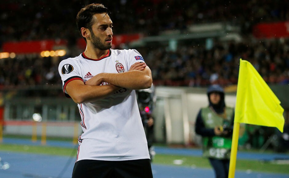 Hakan Calhanoglu was on target for AC Milan as the Serie A side thrashed Austria Wien 5-1 in their Europa League Group D fixture. Reuters Hakan Calhanoglu was on target for AC Milan as the Serie A side thrashed Austria Wien 5-1 in their Europa League Group D fixture. Reuters