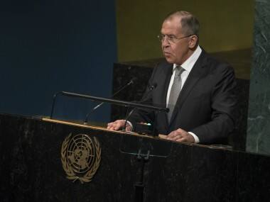 Russian foreign minister Sergey Lavrov addressed the United Nations General Assembly on Thursday. AP